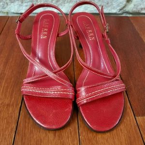 Ralph Lauren Red Leather Strappy Sandals Sz 6
